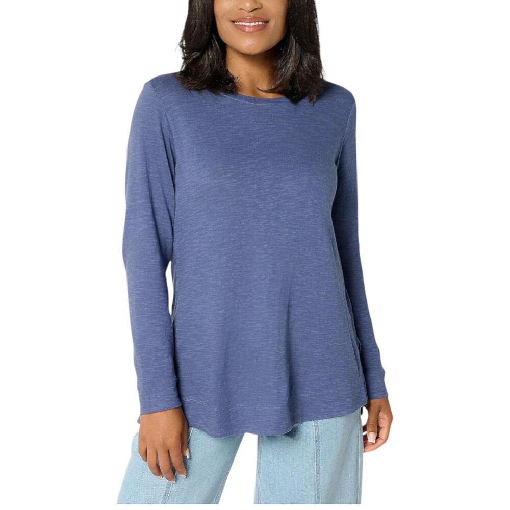 LOGO Principles by Lori Goldstein Women's Long Sleeve Top Blue Indigo - Regular